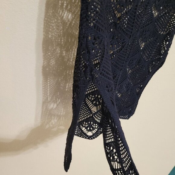 Crochet Black Sleeveless Dress  Dark Cottagecore Beachy Fairy‎ Grunge Sz S - Picture 3 of 7